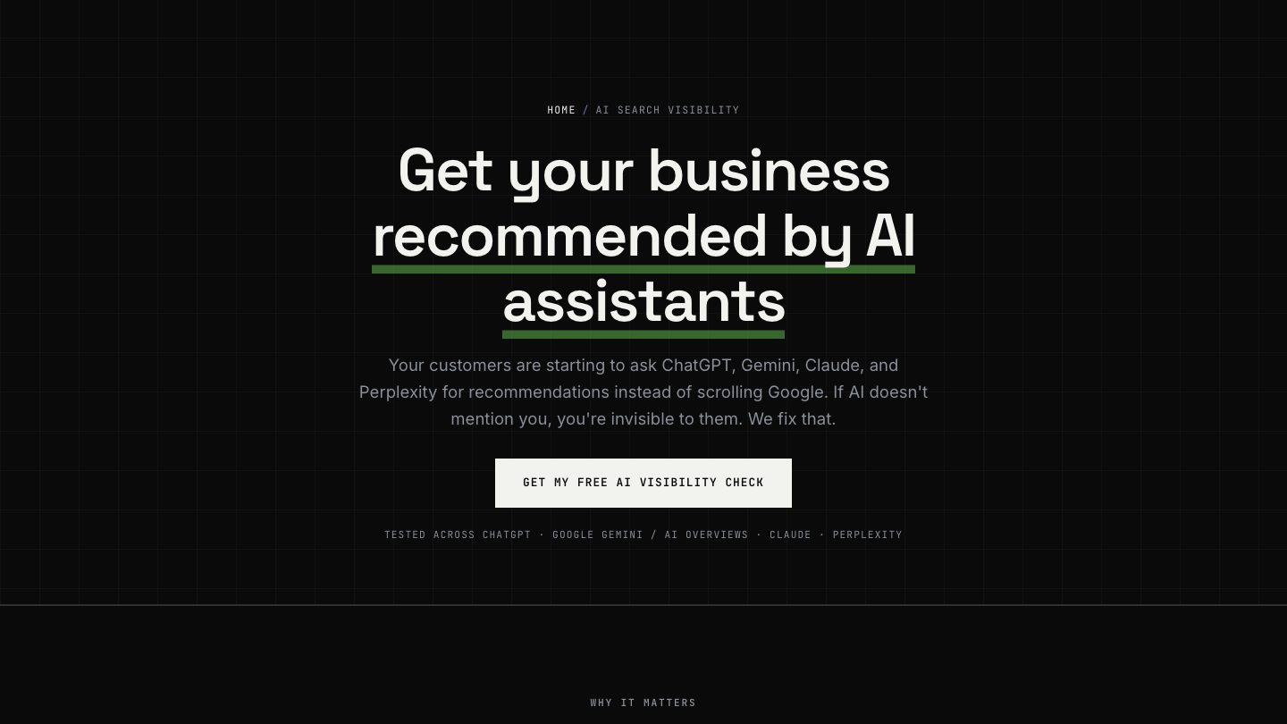 AI Visibility tracker — live check page